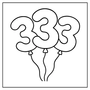 Omaľovánka balónikov s číslom 3 – coloring page na vyfarbenie pre deti