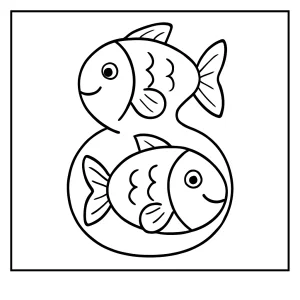 Page de coloriage poisson en forme du chiffre 8 à imprimer gratuitement pour enfants