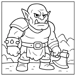 Página para colorear de orco imprimible para niños, dibujo detallado de orco listo para pintar