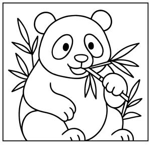 Panda comiendo bambú página para colorear imprimible y gratuita para niños
