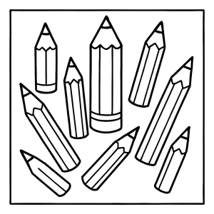 Printable pencils coloring page for kids and adults to color