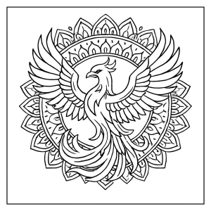 Phönix Mandala Malvorlage – kostenlose coloring page zum Ausdrucken