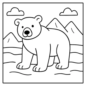 Polárny medveď – omaľovánka pre deti, coloring page na vytlačenie