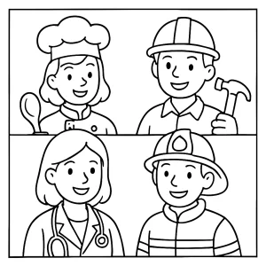 Berufe Malvorlage coloring page – verschiedene Berufe zum Ausmalen für Kinder