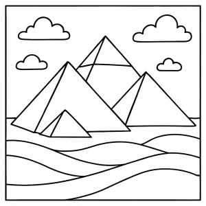Página para colorear de pirámides egipcias, ilustración imprimible para niños