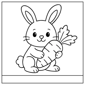 page de coloriage de lapin tenant une carotte à imprimer gratuitement