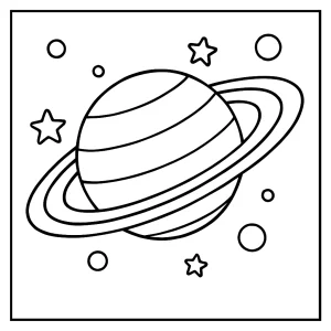 Saturne et ses anneaux page de coloriage gratuite à imprimer pour enfants