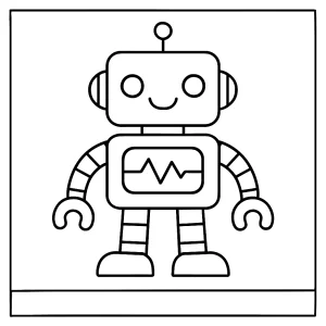 Robot omalovánka – coloring page s obrázkom robota na vyfarbenie pre deti