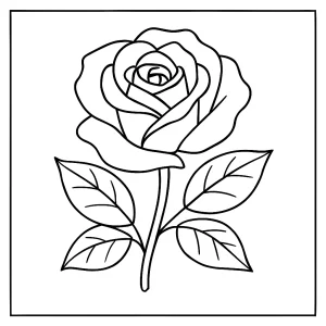 Página para colorear de una rosa elegante, lista para imprimir y pintar