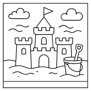 Castillo de arena página para colorear gratis para imprimir y colorear
