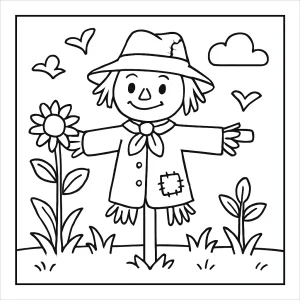 Espantapájaros página para colorear, dibujo imprimible gratis para niños