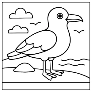 Omalovánka čajky – Seagull coloring page na vytlačenie zdarma pre deti