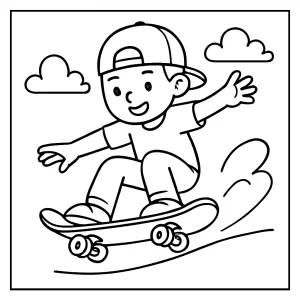 Skateboardista v pohybe – omalovánka na vytlačenie, coloring page pre deti
