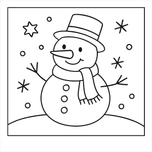 Omalovánka veselého snehuliaka – coloring page na vyfarbenie pre deti