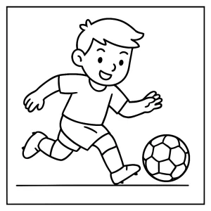 Página para colorear de un jugador de fútbol en acción, lista para imprimir y colorear.
