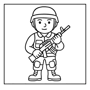 Soldat Malvorlage zum Ausdrucken – coloring page mit tapferem Soldaten für Kinder