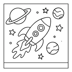 Page de coloriage fusée de l'espace gratuite à imprimer pour enfants