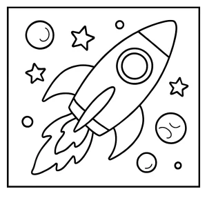 page de coloriage d'un vaisseau spatial pour enfants à imprimer gratuitement