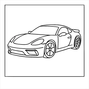 Página para colorear de un auto deportivo lista para imprimir y pintar. Dibujo en blanco y negro para niños y actividades creativas.