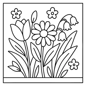 page de coloriage de fleurs du printemps à imprimer gratuitement pour enfants