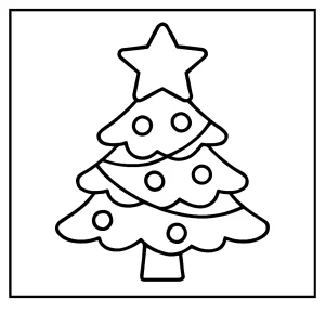 page de coloriage d’une étoile sur un arbre de Noël à imprimer gratuitement