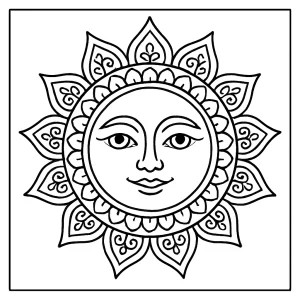 Mandala Soleil page de coloriage gratuite à imprimer pour enfants et adultes