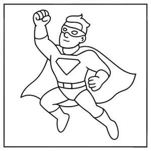 Superheld Malvorlage – coloring page zum Ausdrucken für Kinder