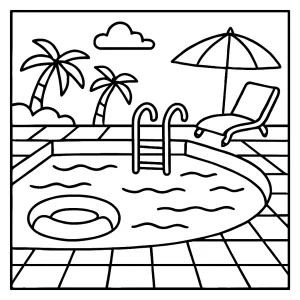 page de coloriage piscine gratuite à imprimer pour enfants
