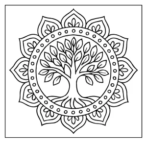Mandala de árbol página para colorear gratuita para imprimir y colorear en casa