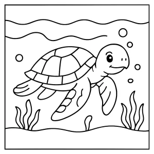 Schildkröte im Ozean Malvorlage – coloring page zum Ausmalen für Kinder