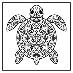 Mandala de tortuga página para colorear imprimible y gratuita para niños y adultos