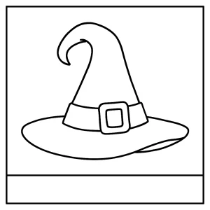 página para colorear de un sombrero de bruja lista para imprimir y pintar