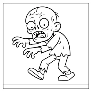 Zombie coloring page for kids, printable and free to download