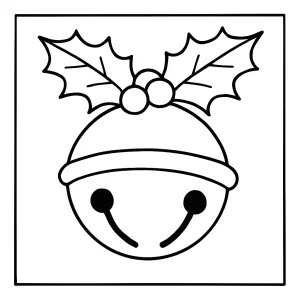 Malvorlage Coloring Page: festliches Glöckchen mit Stechpalmenblättern zum Ausmalen