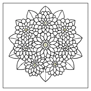 Dahlia Mandala omalovánka – květinová coloring page k vybarvení zdarma