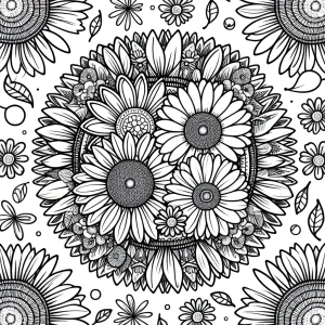 Mandala marguerites et tournesols page de coloriage à imprimer gratuitement
