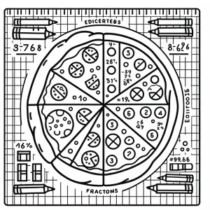 Pizza fraction pie chart omalovánka – omalovánka k vybarvení pizzy rozdělené na osminy a čtvrtiny