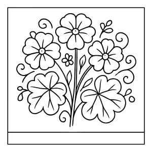 Omalovánka kytice pelargonií – coloring page s květinovým motivem k vytisknutí zdarma
