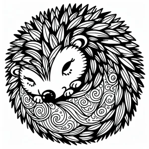 Niedlicher Igel als Kugel Malvorlage – kostenlose coloring page zum Ausdrucken