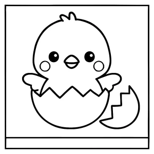 Schlüpfendes Kawaii-Küken Malvorlage – niedliche coloring page zum Ausdrucken