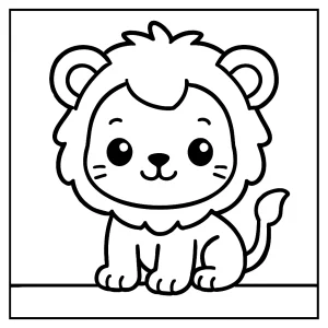 Kawaii Löwenbaby coloring page – niedliche Malvorlage zum Ausmalen und Ausdrucken für Kinder