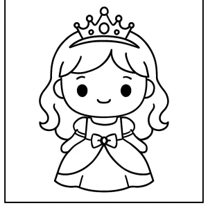Kawaii Prinzessin mit Tiara Malvorlage – coloring page zum Ausmalen für Kinder