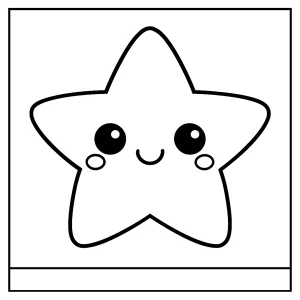 Kawaii Stern Malvorlage mit fröhlichem Gesicht zum Ausmalen – kostenlose coloring page für Kinder