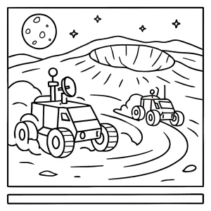 Závod lunárních roverů kolem kráteru Shackleton – omalovánka zdarma ke stažení, coloring page pro děti