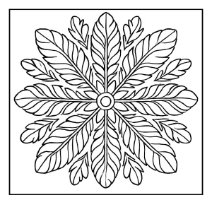 Mandala z perových pírek omalovánka – coloring page zdarma k vytištění a vybarvení