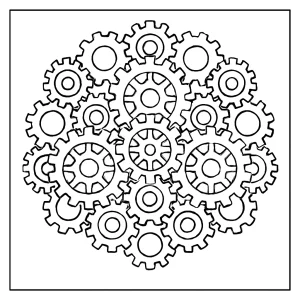 Mandala mécanique à engrenages - page de coloriage gratuite à imprimer