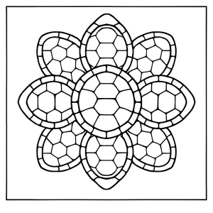 Mandala z želvích krunýřů – omalovánka k vybarvení zdarma