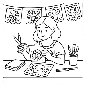 Mexický workshop papel picado, omalovánka k vybarvení zdarma pro děti