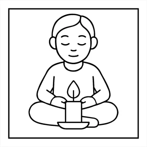 Omalovánka plamene svíčky zdarma k vybarvení – mindfulness coloring page