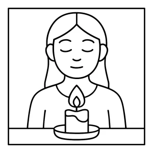 Omalovánka plamene svíčky – mindfulness coloring page pro děti i dospělé zdarma
